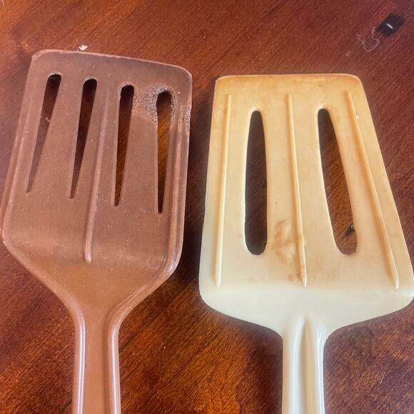 Vintage Brown Lopol Hutzler No 717 Plastic Slotted Spatula Brown & Floral White - Picture 7 of 11